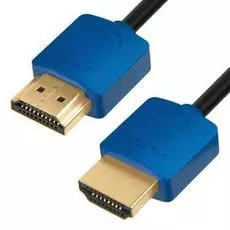 Кабель интерфейсный HDMI-HDMI GCR GCR-HM502 GCR-51585 0.5m HDMI 2.0, синие коннекторы Slim, OD3.8mm, HDR 4:2:2, Ultra HD, 4K 60 fps 60Hz, 3D, AUDIO, 1