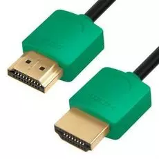 Кабель интерфейсный HDMI-HDMI GCR GCR-HM502 GCR-51580 1.0m HDMI 2.0, зеленые коннекторы Slim, OD3.8mm, HDR 4:2:2, Ultra HD, 4K 60 fps 60Hz, 3D, AUDIO,
