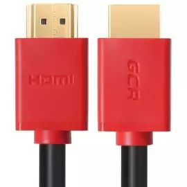 Кабель интерфейсный HDMI удлинитель GCR GCR-HM451-0.5m 01074, v2.0 M/M красные коннекторы, OD7.3mm, 28/28 AWG, позолоч. контакты, Ethernet 18.0 Гбит/с