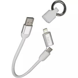Кабель интерфейсный Hoco U87 Cool УТ000022028 2в1, USB/Lightning+Type-C, 0,2м, белый