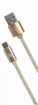 Кабель интерфейсный Hoco X2 6957531032182 USB 2.0 текстильная оплетка, AM/microBM, золотой, 1м, макс. ток 2,4 А