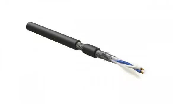 Кабель интерфейсный Hyperline RS-SF-1x2x24/7-PVC-BK-500 (500 м) RS-485, экранированный SF/UTP, 1 пара 24 AWG, 1х2х0,61 мм, многопроволочные жилы (patc