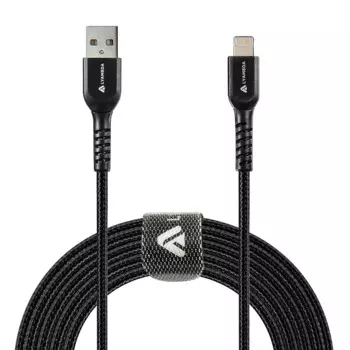 Кабель интерфейсный Lyambda LAL25-BK Type-A(m)/Lightning(m), 2,4A, 2,5м, чёрный