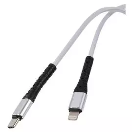Кабель интерфейсный mObility УТ000024628 Type-C/Lightning, 3А, 1м, тканевая оплетка, белый