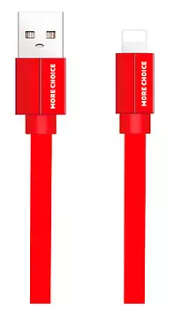 Кабель интерфейсный More Choice K20i USB 2.1A для Lightning 8-pin плоский нейлон 1м Red