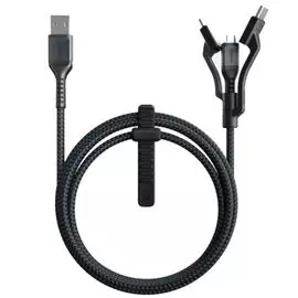 Кабель интерфейсный Nomad Universal Cable Kevlar NM01012B00 Lightning/USB-C/Micro-USB, длина 1.5 м, чёрный