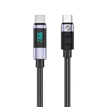 Кабель интерфейсный Orico LDC2C-10-BK-BP USB-C(m)/USB-C(m), 480 Мбит/с, 100 Вт, 1 м, черный/серебристый