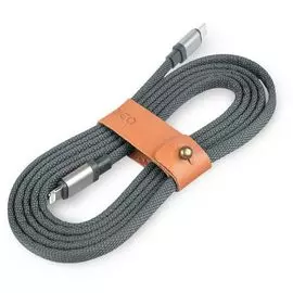 Кабель интерфейсный Rombica Link-C CB-LK03 USB Type-C - Apple Lightning, текстиль оплётка, плоский, 1.5 м, серый