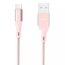 Кабель интерфейсный Silicon Power SP1M0ASYLK30AB1P microUSB-USB для зарядки и синхронизации 1м, нейлон, pink