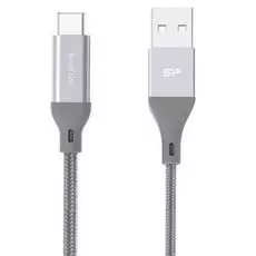 Кабель интерфейсный Silicon Power SP1M0ASYLK30AC1G Type-C-USB для зарядки и синхронизации 1м, нейлон, gray