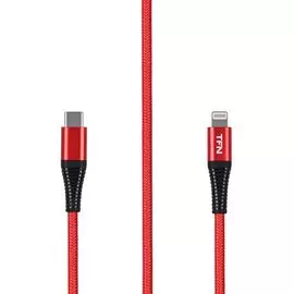 Кабель интерфейсный TFN TFN-CMFLIGC1MNLRD 8pin-TypeC 1m нейлон MFI, красный