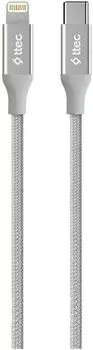Кабель интерфейсный TTEC 2DK41G AlumiCable Type-C - Lightning Fast Charging. Длина: 150 см. Цвет: серебряный