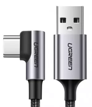 Кабель интерфейсный UGREEN 50941_ угловой USB AM to USB Type C, 1 м, черный