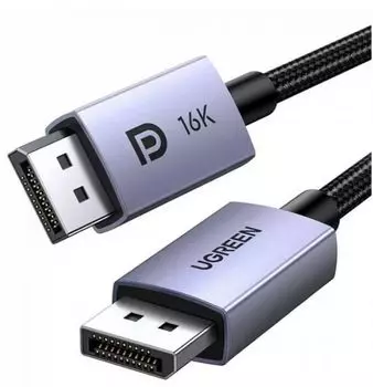 Кабель интерфейсный UGREEN DP118 25862_ Display Port Male To Male 16K. Длина: 3м. Цвет: серый