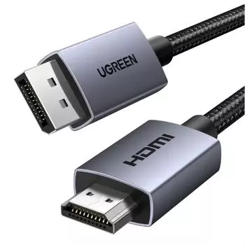 Кабель интерфейсный UGREEN DP125 35841_ DP Male To HDMI Male 4K/30Hz. Длина: 1,5м. Цвет: черный/серый