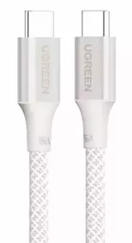 Кабель интерфейсный UGREEN L502 35204_ USB-C to USB-C PD Fast Charging Braided 5A Max. Длина: 0,5м. Цвет: белый