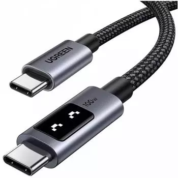 Кабель интерфейсный UGREEN L509 35513_ UNO Type C 2.0 Male To Type C 2.0 Male Robot 5A Data. Длина: 3м. Цвет: черный/серый