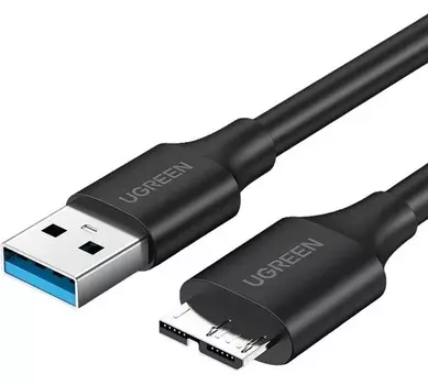 Кабель интерфейсный UGREEN US130 USB 3.0 A Male to Micro USB 3.0 Male, цвет: 2м, цвет: черный