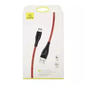 Кабель интерфейсный Usams SJ395 УТ000021059 USB/Type-C, 2м, нейлоновая оплетка, красный (SJ395USB02)