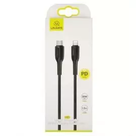 Кабель интерфейсный Usams SJ401 УТ000021069 Power Delivery, Type-C/Lightning Zync Alloy, 1.2м, черный (SJ401USB01)