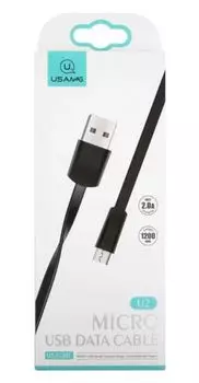 Кабель интерфейсный Usams U2 УТ000019987 USB/micro USB, плоский, черный (SJ201MIC01)