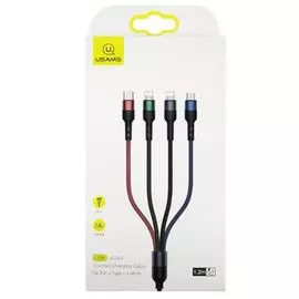 Кабель интерфейсный Usams US-SJ317 УТ000020308 4 в 1, USB/Type-C, micro USB, 2*Lightning, черный (SJ317USB01)