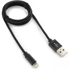 Кабель интерфейсный USB 2.0 Cablexpert AM/Lightning 8P CC-ApUSB2bk1m 1м, нейлоновая оплетка, алюминиевые разъем, черный