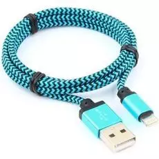 Кабель интерфейсный USB 2.0 Cablexpert AM/Lightning 8P CC-ApUSB2bl1m 1м, нейлоновая оплетка, алюминиевые разъем, синий