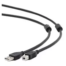 Кабель интерфейсный USB 2.0 Cablexpert AM/BM 4.5 м, Pro, экран, 2 феррит.кольца, черный, пакет