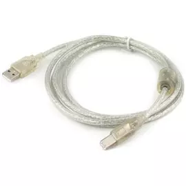 Кабель интерфейсный USB 2.0 Cablexpert AM/BM 4.5 м, Pro, экран, феррит. кольцо, прозрачный, пакет
