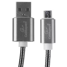 Кабель интерфейсный USB 2.0 Cablexpert CC-G-mUSB02Gy-0.5M AM/microB, серия Gold, длина 0.5м, титан, блистер