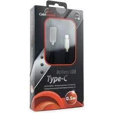 Кабель интерфейсный USB 2.0 Cablexpert CC-P-USBC02Bk-0.5M AM/Type-C, серия Platinum, длина 0.5м, черный, блистер