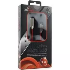 Кабель интерфейсный USB 2.0 Cablexpert CC-P-mUSB02R-1M AM/microB, серия Platinum, длина 1м, красный, блистер