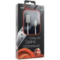 Кабель интерфейсный USB 2.0 Cablexpert CC-P-USBC02W-1.8M AM/Type-C, серия Platinum, длина 1.8м, белый, блистер