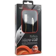 Кабель интерфейсный USB 2.0 Cablexpert CC-P-mUSB02Gd-1.8M AM/microB, серия Platinum, длина 1.8м, золотой, блистер