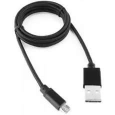 Кабель интерфейсный USB 2.0 Cablexpert CC-mUSB2bk1m , AM/microBM 5P, 1м, нейлоновая оплетка, алюминиевые разъемы