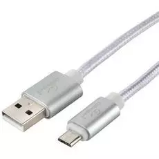 Кабель интерфейсный USB 2.0 Cablexpert CC-U-mUSB01S-3M AM/microB, серия Ultra, длина 3м, серебристый, блистер