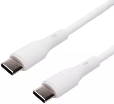 Кабель интерфейсный USB 2.0 Cablexpert CC-USB2S-CMCM-1M-W Type-C/Type-C, 3А, 65Вт, PD/QC3.0, силиконовый, 24AWG, медь, 1м, белый, пакет