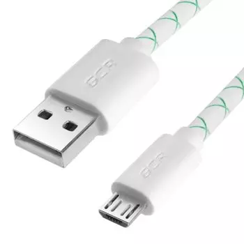 Кабель интерфейсный USB 2.0 GCR GCR-UA9MCB3-BD-1.5m ,09212, micro USB, бело-зеленый, белые коннектор