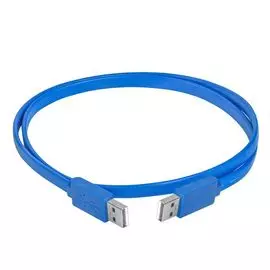 Кабель интерфейсный USB 2.0 GCR GCR-AM4 GCR-UM4MF-BD-1.0m PROF, 1.0m, AM/AM, плоский, синий, морозостойкий