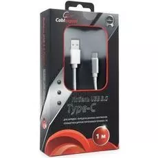 Кабель интерфейсный USB 3.0 Cablexpert CC-P-USBC03S-1M AM/Type-C, серия Platinum, длина 1м, серебро, блистер