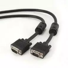 Кабель интерфейсный VGA-VGA Cablexpert 15M/15M CC-PPVGA-20M-B 20м, D-sub, черный, тройной экран, феррит.кольца, пакет