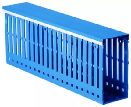 Кабель-канал DKC 01239RL перфорированный, с крышкой, синий RL6 80x60, "Quadro" (уп/12 м)