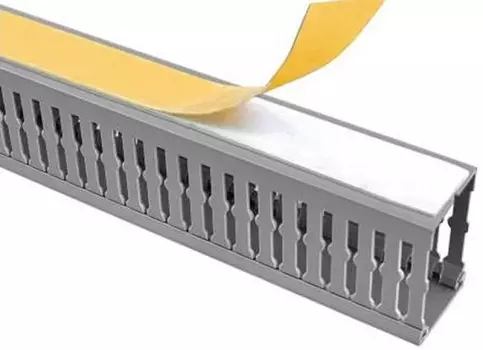 Кабель-канал перфорированный Rexant 28-5012 самоклеящийся 25х25мм, серый (100 м/уп, паз 4мм, зуб 6мм)