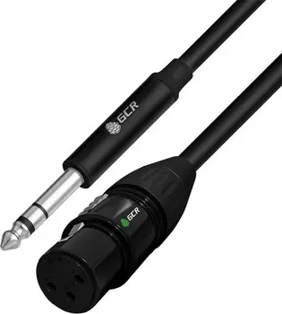 Кабель микрофонный GCR GCR-53357 1.5m stereo jack 6,35mm/XLR, M/F, черный, AL case черный