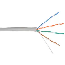 Кабель витая пара U/UTP 5e кат. 4 пары NIKOLAN NKL 4100A-GY 24AWG(0.50 мм), медь, одножильный (solid), внутренний, PVC, нг(A), серый, уп/305м