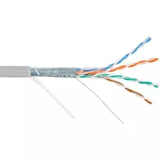 Кабель витая пара F/UTP 5e кат. 4 пары NIKOLAN NKL 4200A-GY 24AWG(0.50 мм), медь, одножильный (solid