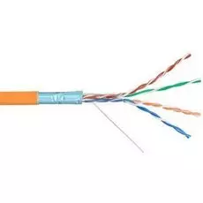 Кабель витая пара F/UTP 5e кат. 4 пары NIKOLAN NKL 4200C-OR 24AWG(0.50 мм), медь, одножильный (solid), внутренний, LSZH, нг(A)-HFLTx, оранжевый, уп/30