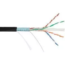 Кабель витая пара F/UTP 6 кат. 4 пары NIKOLAN NKL 4740B-BK 23AWG(0.55 мм), медь, одножильный (solid), внешний, PE, чёрный, уп/305м