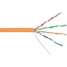 Кабель витая пара U/UTP 5e кат. 4 пары NIKOLAN NKL 9100C-OR 24AWG(0.51 мм), медь, одножильный (solid), внутренний, LSZH, нг(A)-HFLTx, оранжевый, уп/30